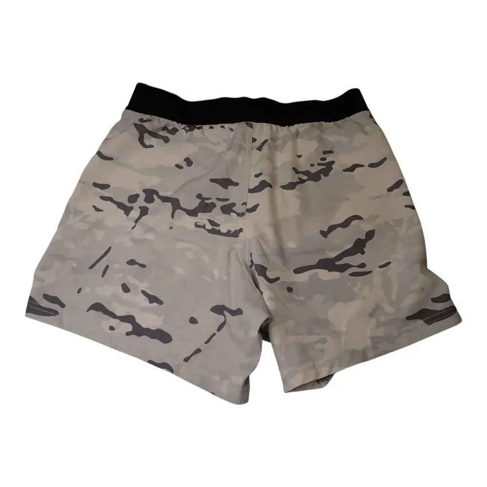 TACHUNTFISH Shorts Medium Gray Snow Camouflage Swim Gym Elastic Waist Tactical